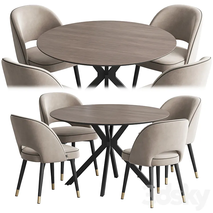 Dining set Ralf table Cliff chair 3DS Max