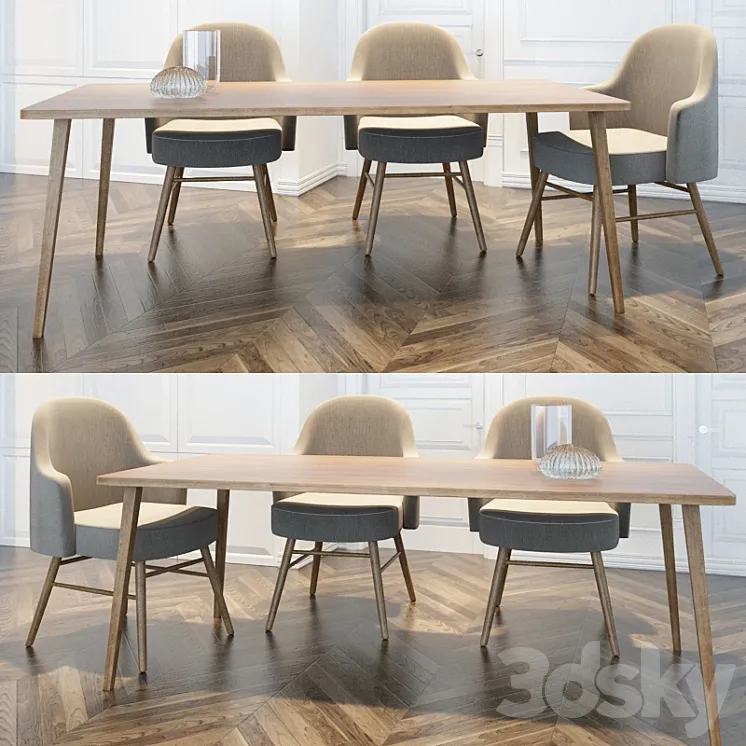 dining table and chairs 02 3DS Max