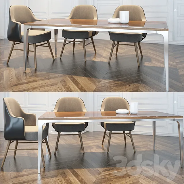 Dining table and chairs 3DS Max Model