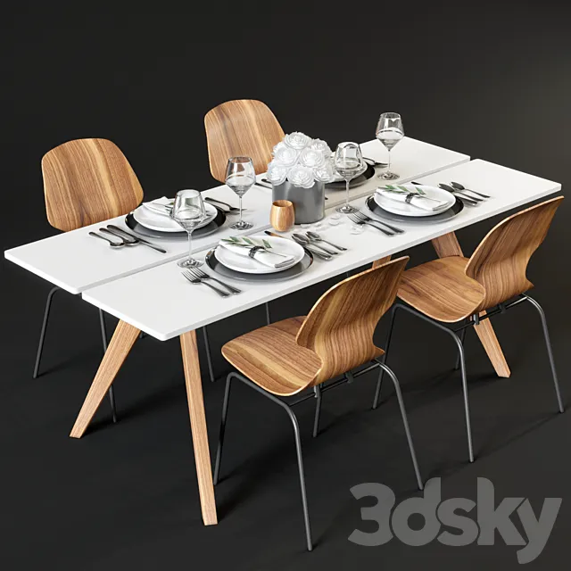 Dining table and chairs BoConcept Adelaide and Florence 3DSMax File