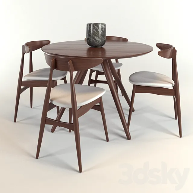 Dining table and chairs Hans J. Wegner _ Dining table and chairs set Hans J. Wegner 3DSMax File