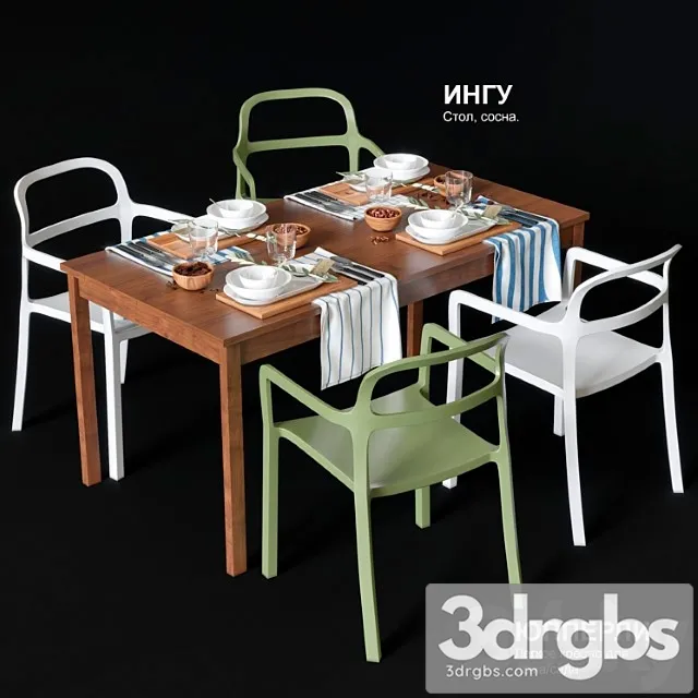 Dining table and chairs ikea jopperlig and ingu 2 3dsmax Download