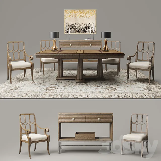 Dining table and chairs the firm Stanley Furniture 3DSMax File