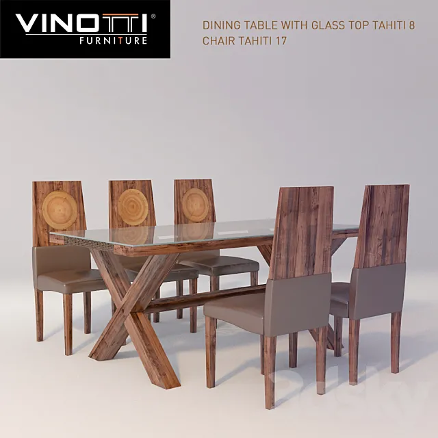 Dining table and chairs Vinotti “Tahiti” 3DSMax File