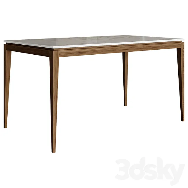 Dining Table Ash Wood Base Kitchen Table 3ds Max