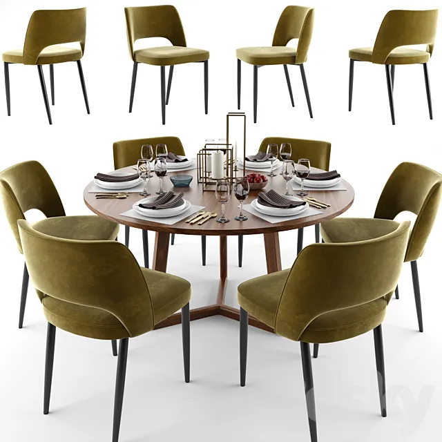 Dining Table Chair Set 3DSMax File