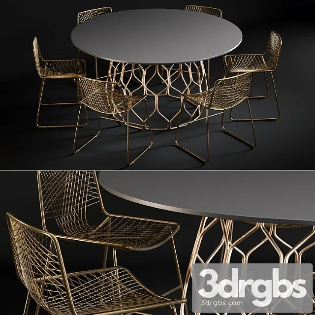 Dining table circuit & chair alpha brass 2 3dsmax Download
