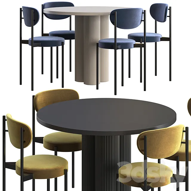 Dining table Corner Design Ary Texture + chair Corner Design Wonder 3DS Max Model