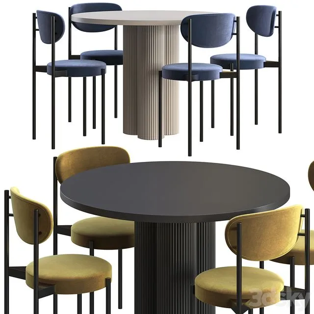 Dining table Corner Design Ary Texture + chair Corner Design Wonder 3dsMax Model