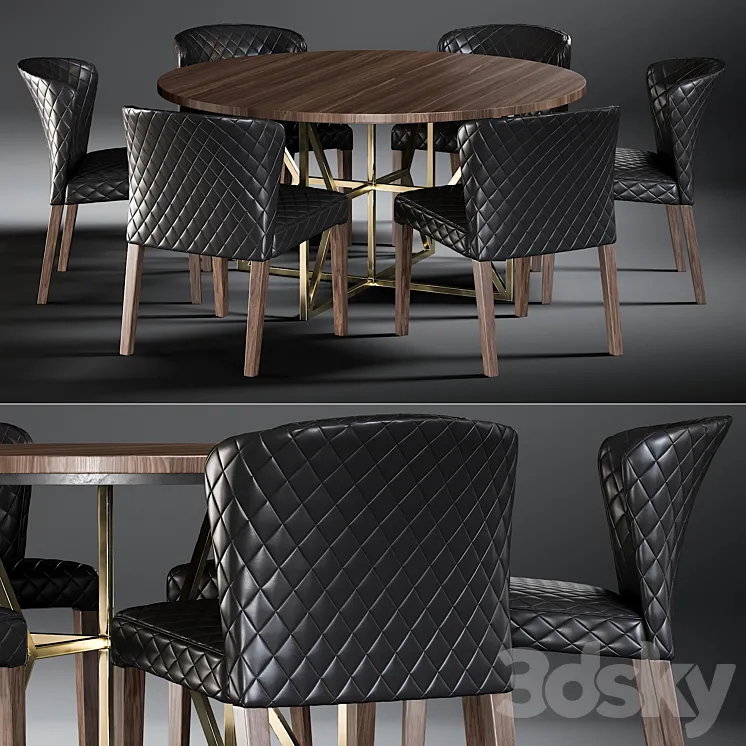 Dining Table Hayes Acacia & Chair Curran 3DS Max