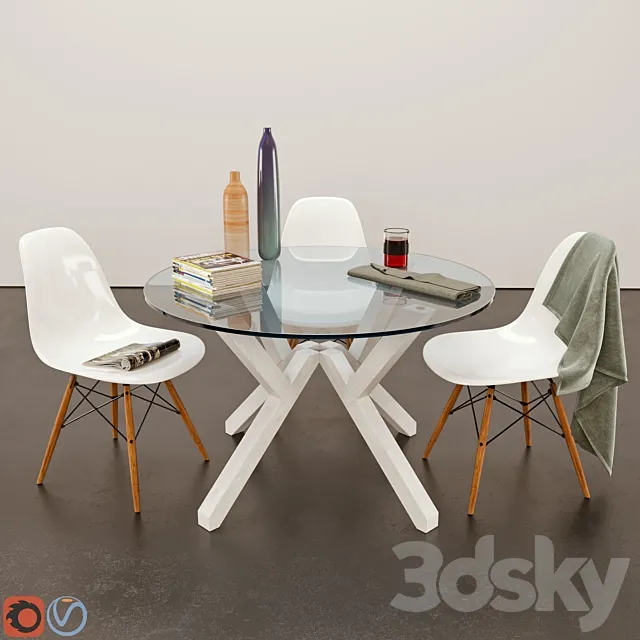 Dining Table – Mikado & Eames Chair 3ds Max