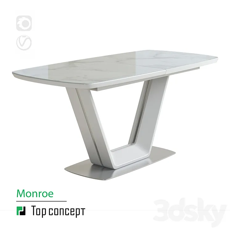 Dining table Monroe extendable (160 + 40 cm) 3DS Max