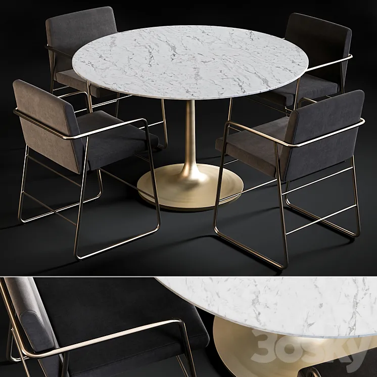 Dining Table Nero & Chair Rouka 3DS Max
