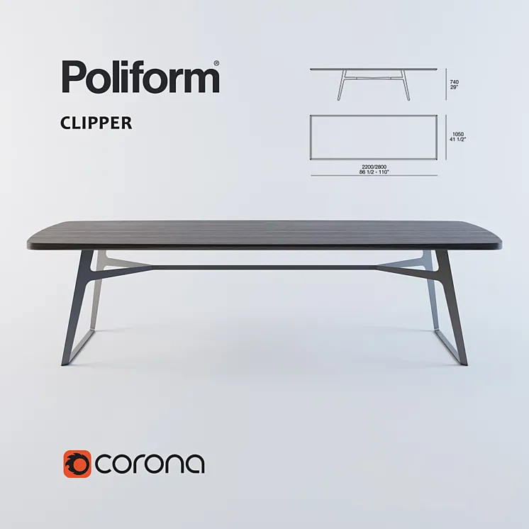 dining table Poliform Clipper 3DS Max