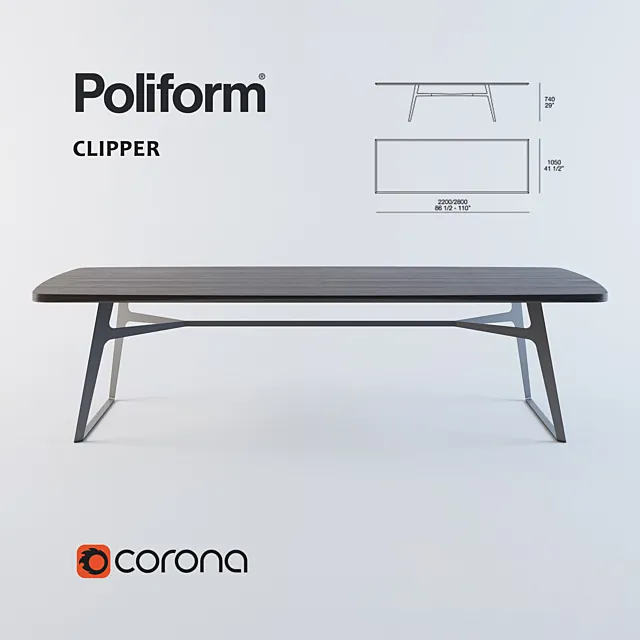 dining table Poliform Clipper 3DSMax File