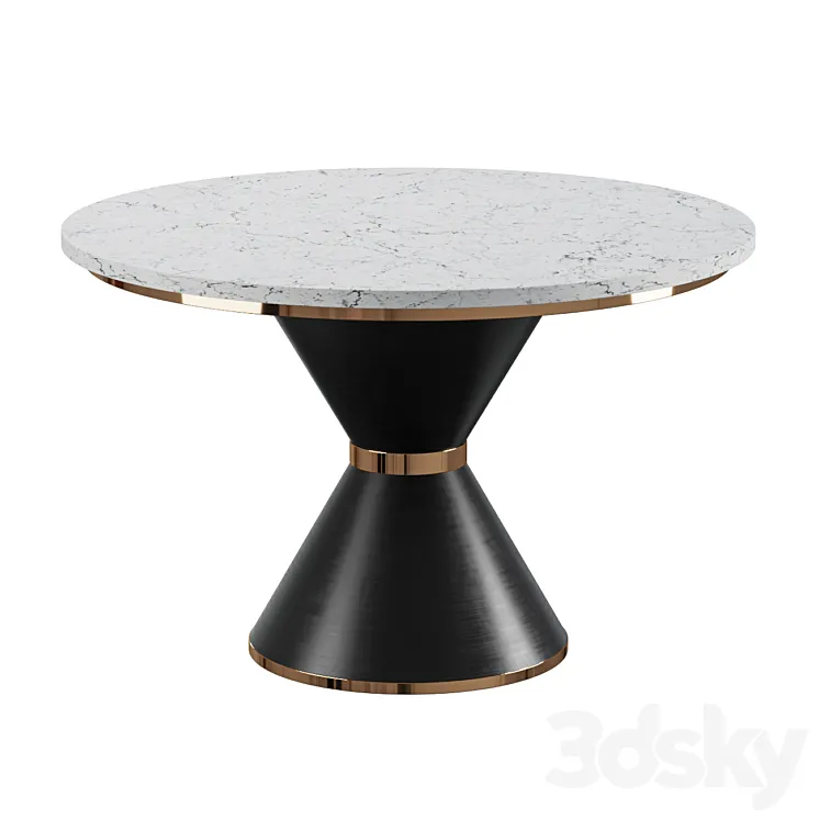 DINING TABLE ROUND ARTIFICIAL MARBLE \/ BLACK METAL 3DS Max Model