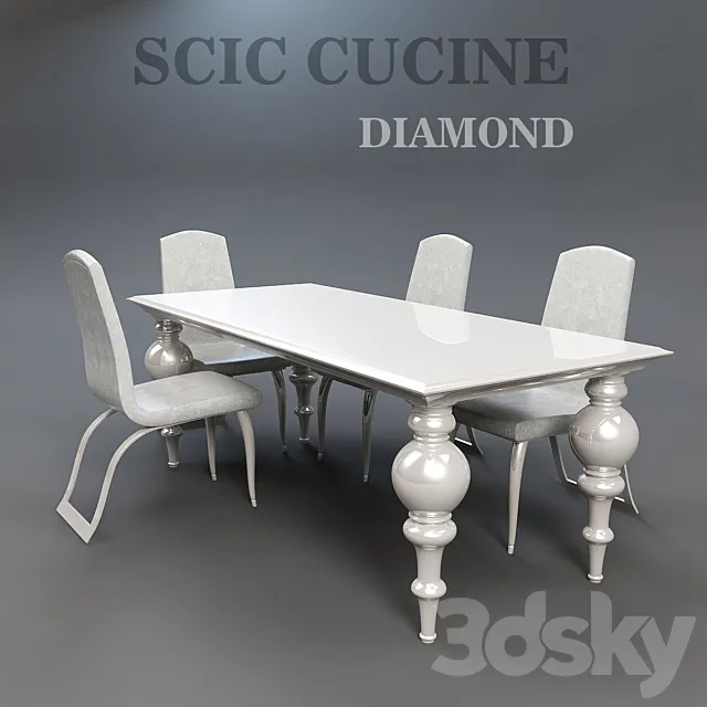 Dining table SCIC CUCINE DIAMOND and chair 3DSMax File