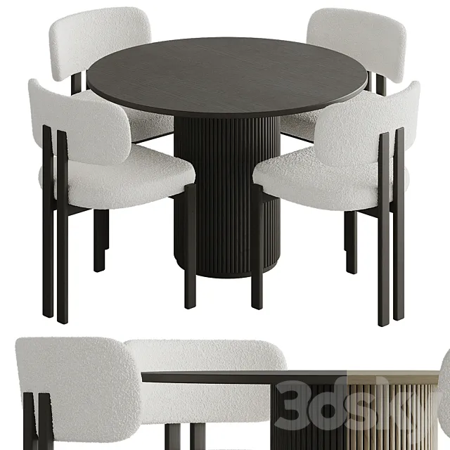 Dining table with chairs 003 3ds Max