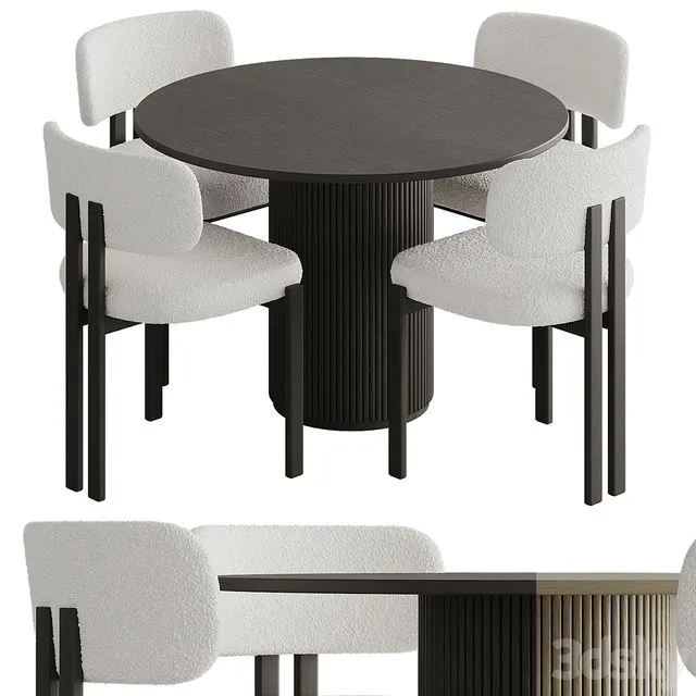 Dining table with chairs 003 3dsMax Model