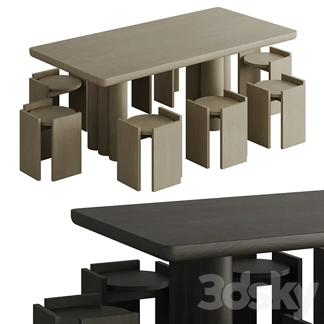 Dining table with chairs 006 3ds Max