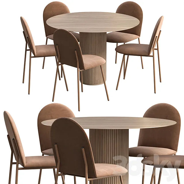 Dinner table Asplund Palais Royal + Chair Delo Sok 3DSMax File