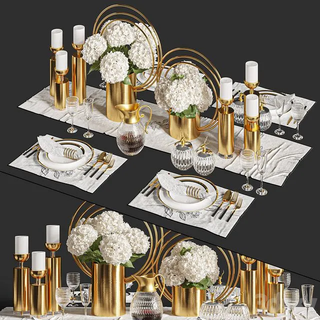 Dinner Table Set 01 3dsMax Model