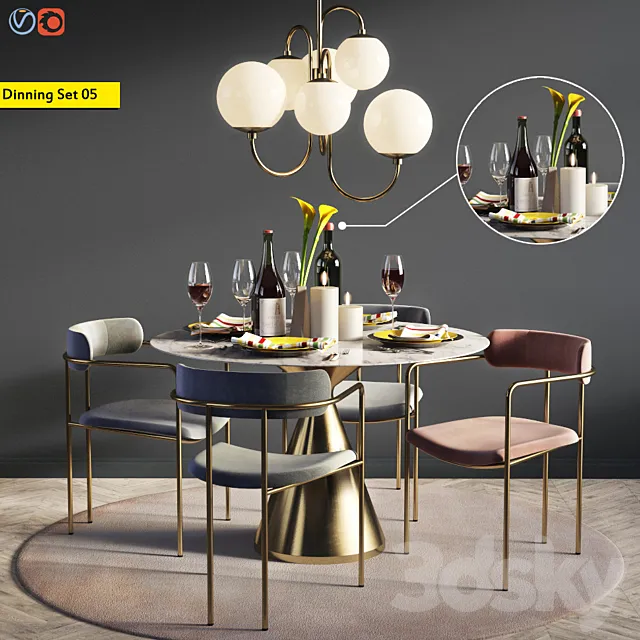 Dinning Set 05 3DS Max Model