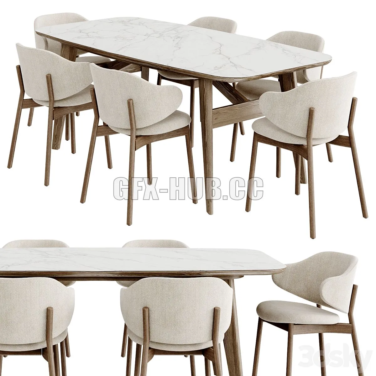 Dinning Set 108 (Calligaris HOLLY chair and Abrey table by Buratti 3dsMax Model