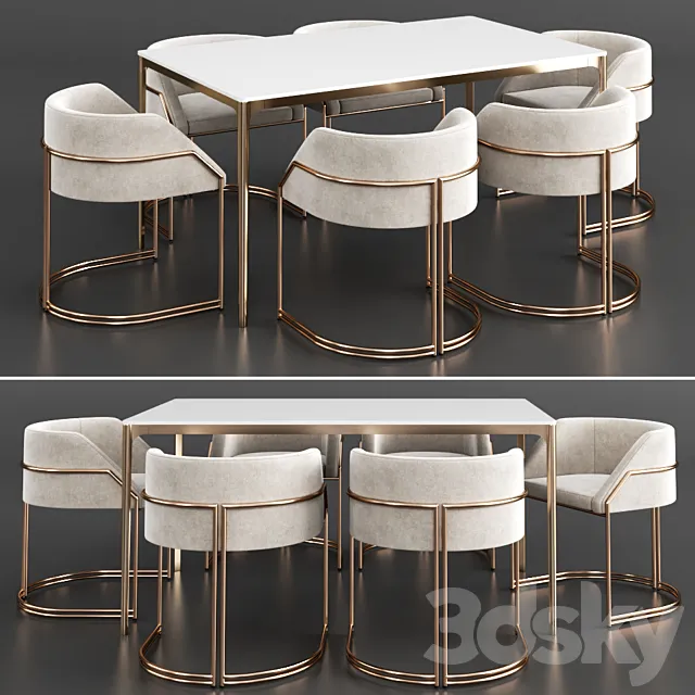 Dinning set 8 3DS Max Model