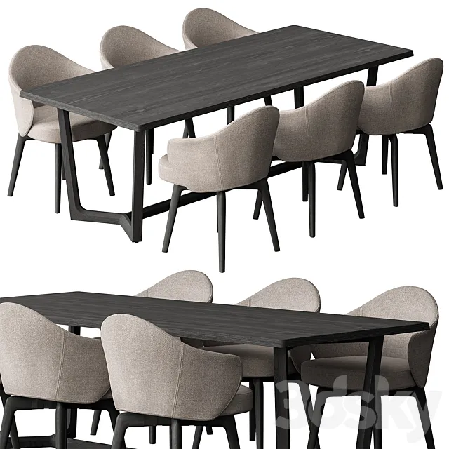Dinning Table Black and Cream – Set 31 3ds Max