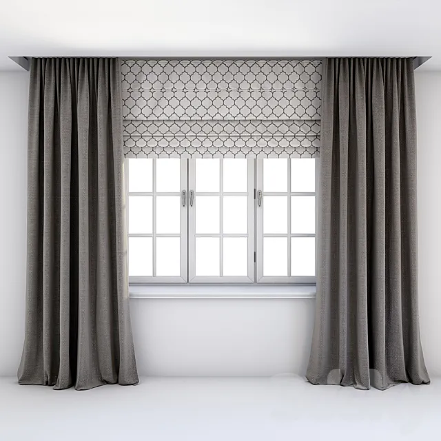 Direct curtains in the floor and Roman curtains 3DSMax File
