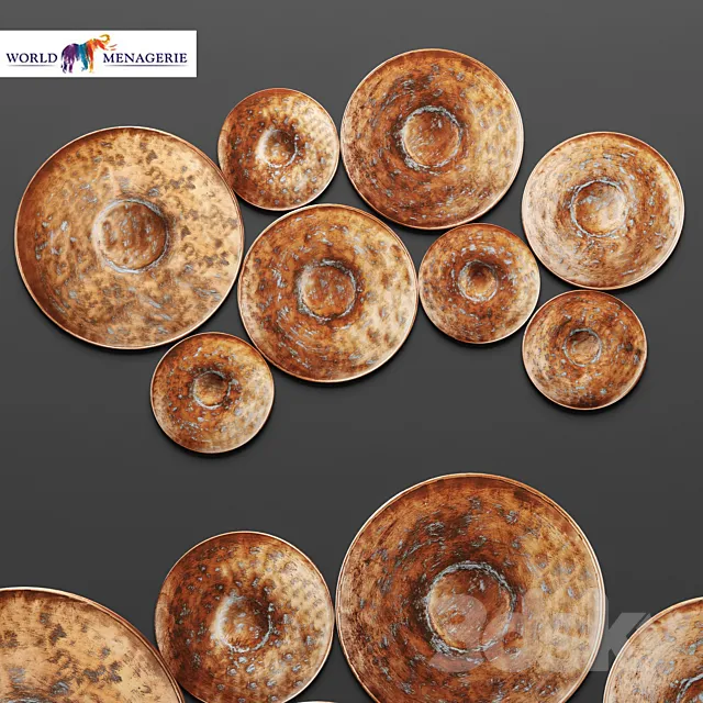 Disc Wall Decor by World Menagerie patina copper wall decor copper round disk rusty rust 3DS Max Model