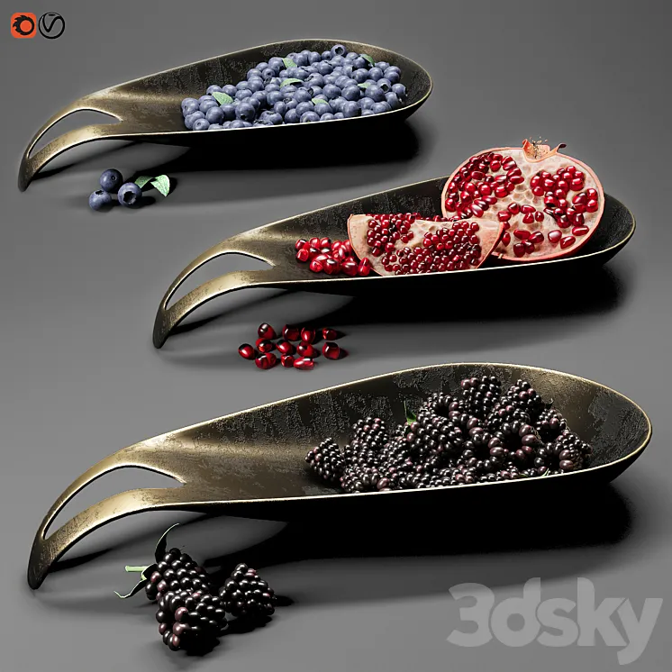 Dish with berries and fruits 3DS Max