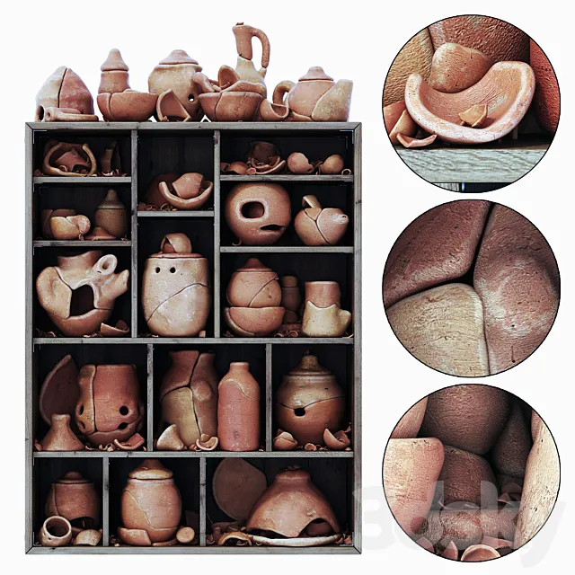 Dishes clay splinter old n2 3DS Max Model