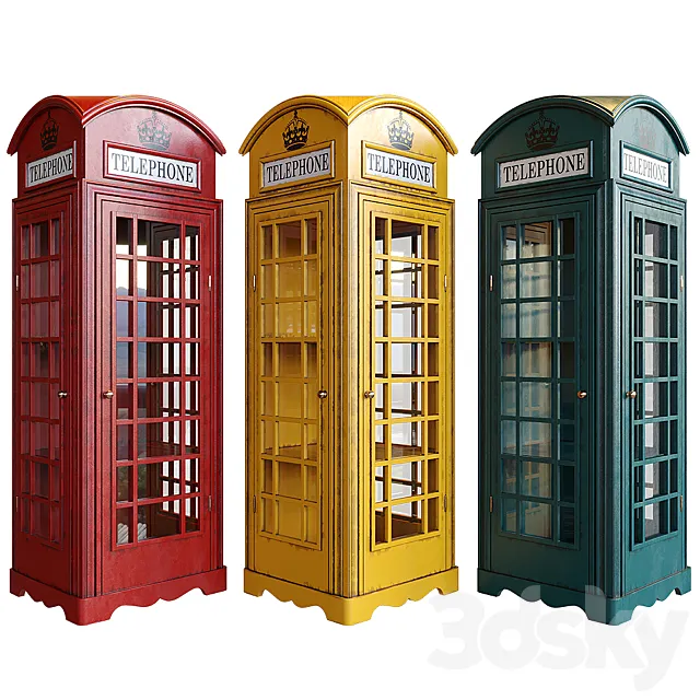 Display cabinet London telephone box 3DS Max Model