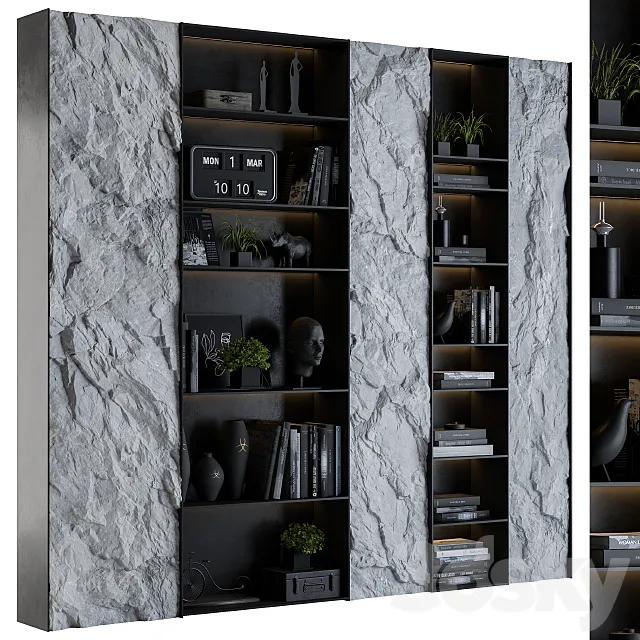 Display cabinet with Rock panel Black 3DSMax File
