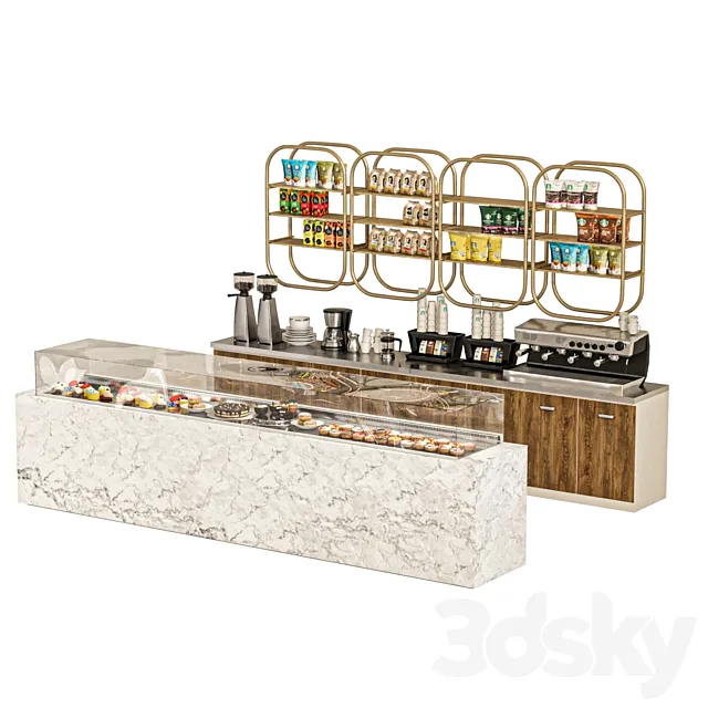 Display case with desserts. coffee house 3ds Max