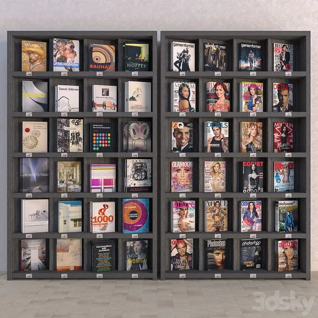 Display Racks with Books and Magazines 3dsMax Model