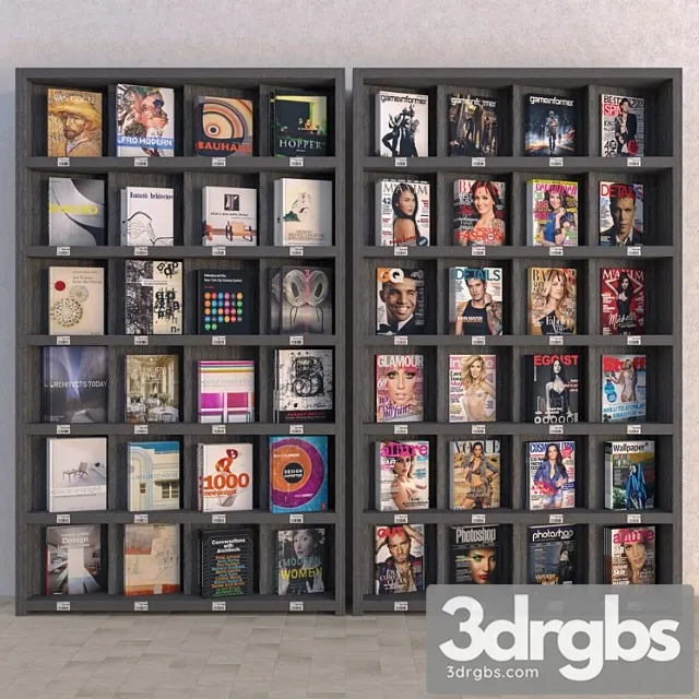Display racks with books and magazines – vray material 2 3dsmax Download