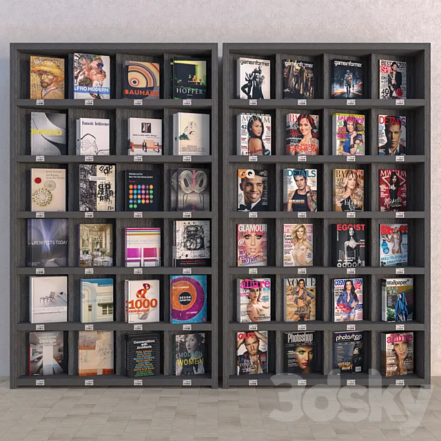 Display Racks with Books and Magazines – Vray Material 3DSMax File