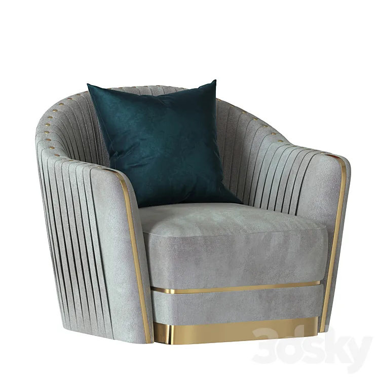 Divani Casa Ardine Gold Lounge Chair 3DS Max