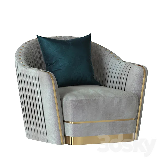 Divani Casa Ardine Gold Lounge Chair 3DSMax File