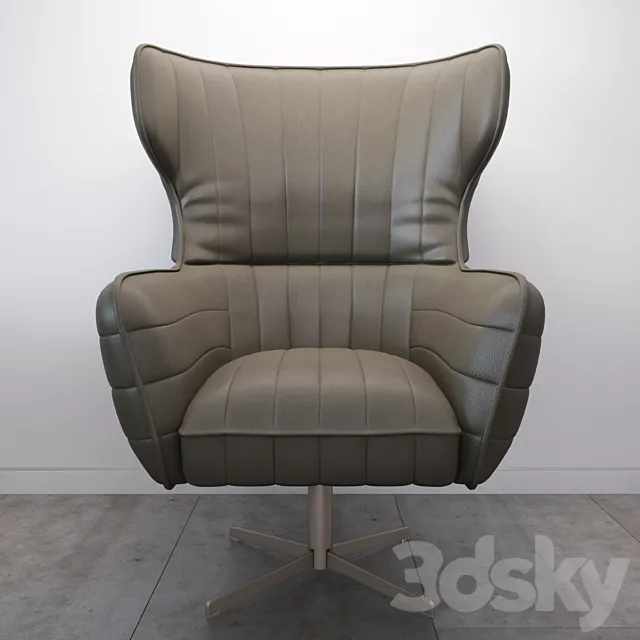 Divani Casa Kylie Modern Grey Eco-Leather Accent Chair 3DS Max Model