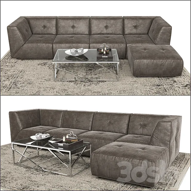 Divani Casa Sectional Sofa and Ottoman. 3ds Max