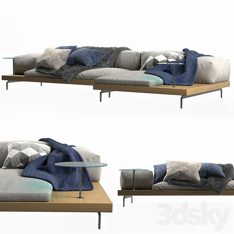 DOCK Sofa with chaise longue By B&B Italia 3DS Max