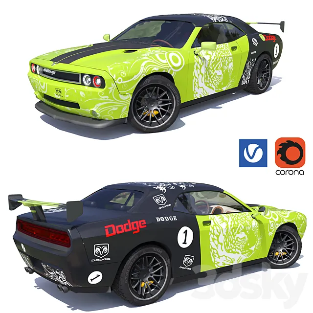 dodge challenger racing 3ds Max