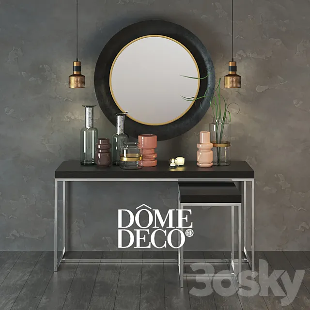 Dome Deco decor set with vases console. mirror 3DSMax File