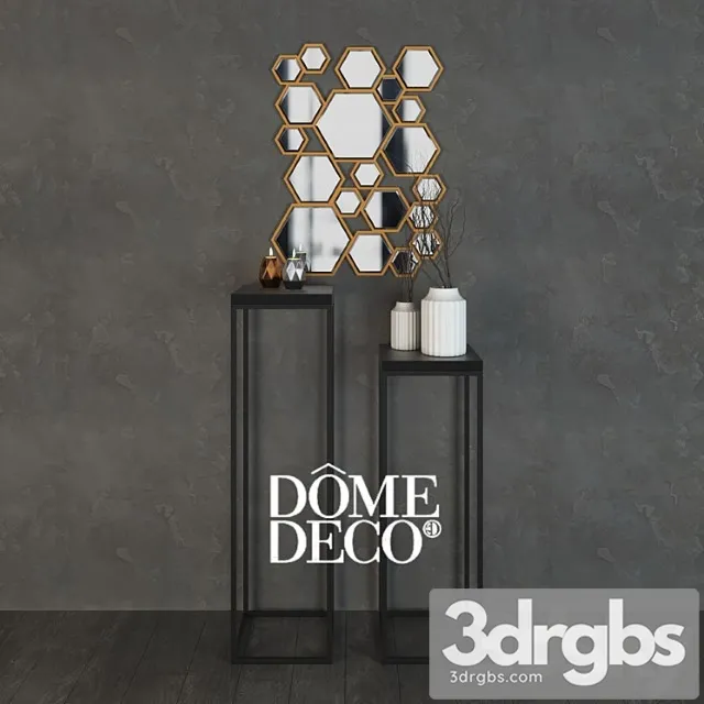 Dome deco decor set with vases consoles mirror 2 3dsmax Download