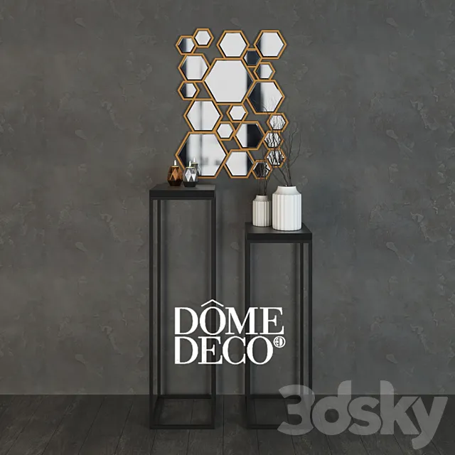 Dome Deco decor set with vases consoles mirror 3DS Max Model