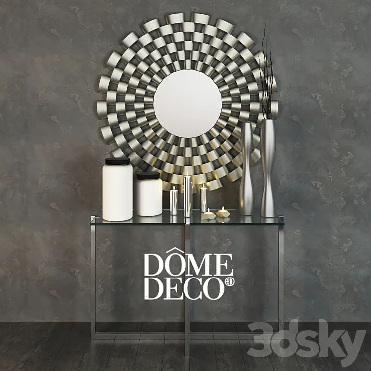 Dome Deco set decor vases and console with mirror 3DS Max